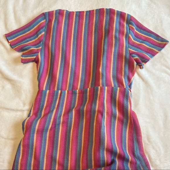70’s Look Rainbow Wrap Shortsleeved Maxi Dress 🌈 - Picture 3 of 7